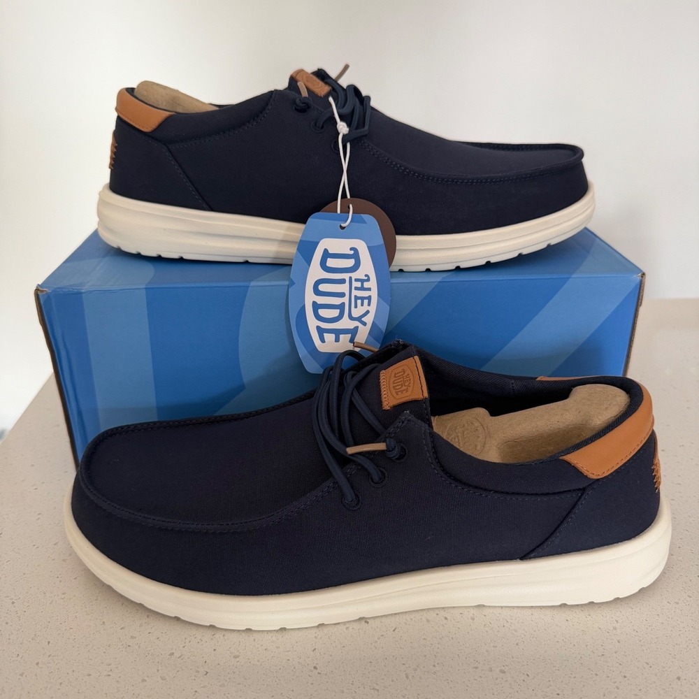 Hey Dude Paul Canvas Navy Blazer Mens Loafers 43151-4UC Size 13 NEW